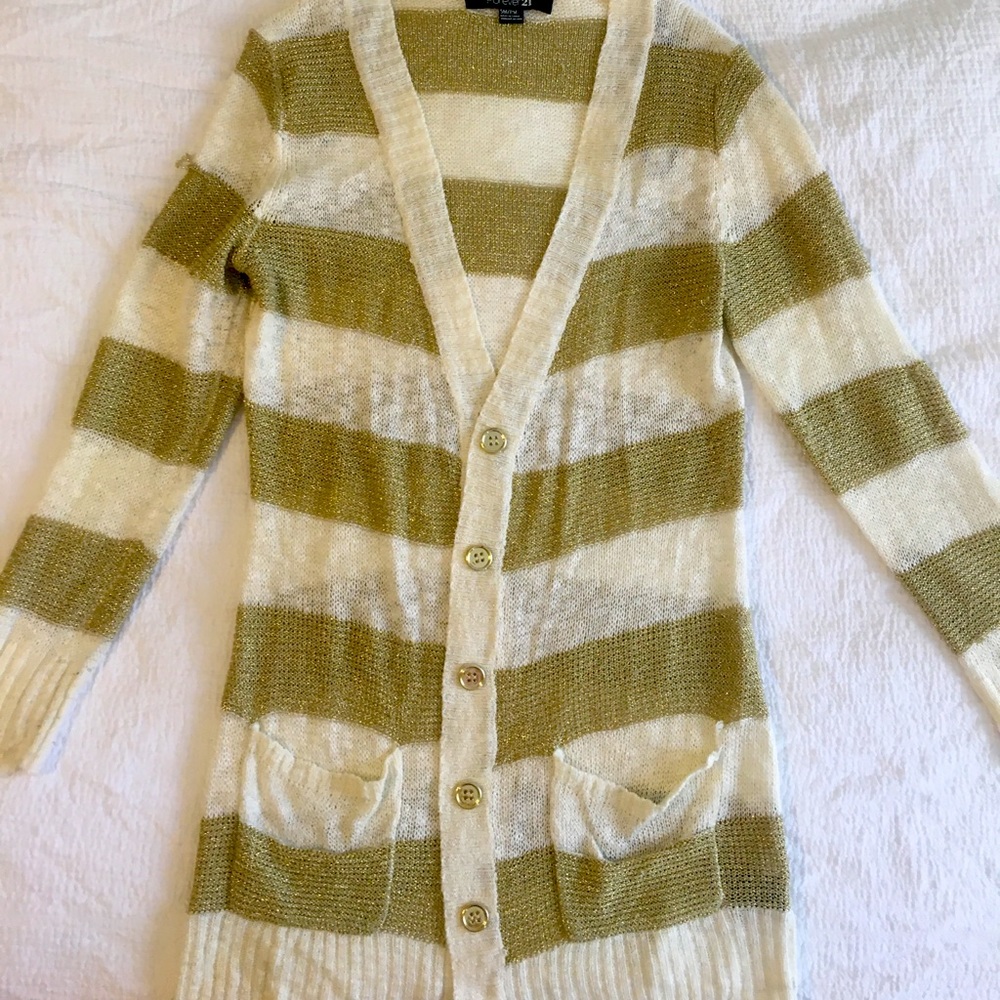 ⭐️ FREE w/ Bundle Purchase! Gold and cream striped long cardigan